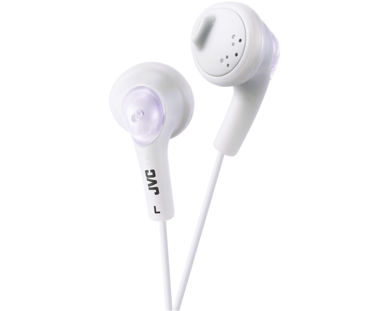 JVC Wired In-ear HeadphoneHeadphonesOval form soft rubber body for comfortable fit Bass boosting earpiece Powerful sound with 13.5mm Neodymium driver unit 3.3ft (1.0m) color cord with nickel-plated iPhone compatible slim plug